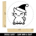 thumbnail image 2 of Christmas Sitting Cat Santa Hat Self-Inking Rubber Stamp Ink Stamper - Blue Ink - Mini 1/2 Inch, 2 of 7