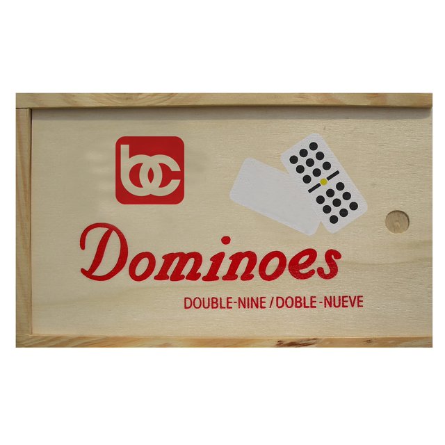 Bene Casa Juego de Dominó Doble Nueve Hecho a Mano en Caja de Almacenamiento de Madera, Dominó Blanco con Puntos Negros, Caja de Dominó con Tapa Deslizante, Juego de Dominó de 55 Azulejos