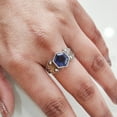 thumbnail image 3 of Hexagon Blue Sapphire Ring, 925 Sterling Silver Oxidized, Women Ring, Hydro Blue Sapphire, September Birthstone, Christmas, Thanksgiving, Tiny Dainty Ring, Handmade, Statement Jewelry, Anniversary, 3 of 8