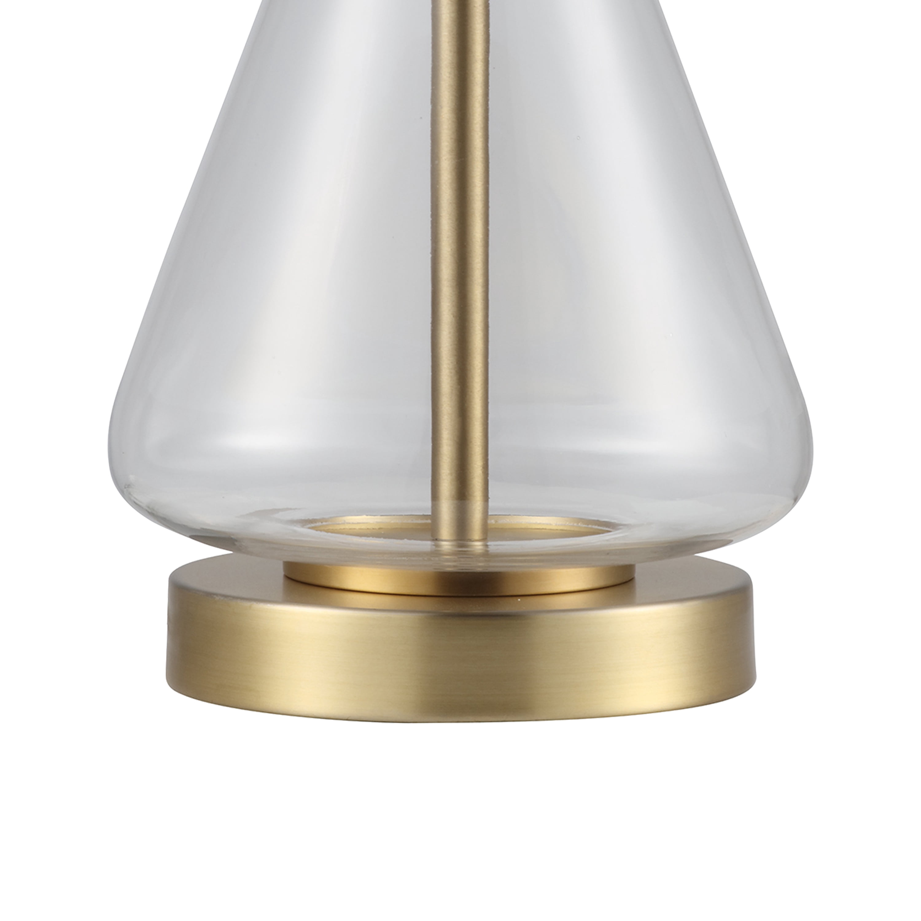 Better Homes & Gardens 18" Clear Glass Table Lamp with Brass Metal Base and Beige Shade