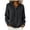 Black, variant on Women's Hooded Cardigan Button Down Knit Sweater Jacket | Hooded Knit Button Front Drawstring Hood Ribbed Hem Relaxed Casual Everyday Layer Soft Comfy Chic (Khaki, M)