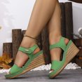 thumbnail image 3 of Platform Sandals Women Cork Slingback Wedges Open Toe Heels Comfortable Arch Support Summer Beach Orthopedic Shoes Green Size 7.5, 3 of 6