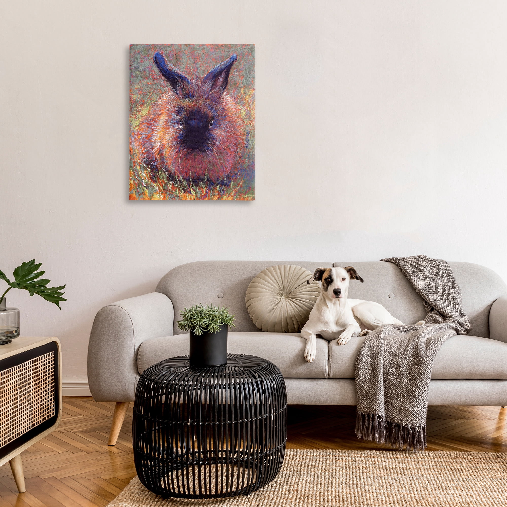 Stupell Industries Abstract Stippled Rabbit Animals & Insects Painting Gallery Wrapped Canvas Art Print Wall Art, 30 x 40