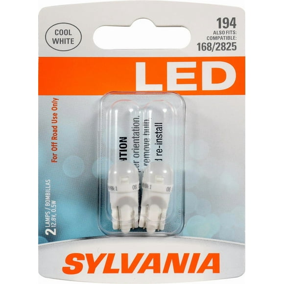 Sylvania Silverstar Roof Marker Light Bulb 194SL.BP2 Standard Series; 194; LED; Clear; Set Of 2; Blister Pack