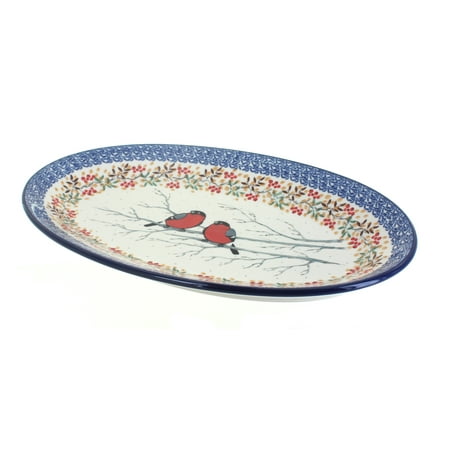 

Blue Rose Polish Pottery Meadowlark Oval Platter