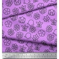 thumbnail image 2 of Soimoi Purple Cotton Cambric Fabric Black Sketch Floral Print Fabric by Yard 56 Inch Wide, 2 of 3