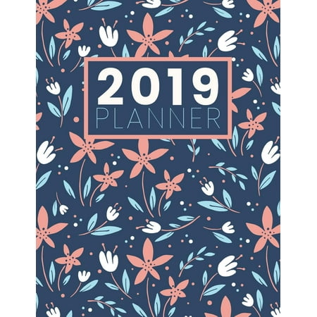 2019 Planner: Blue Floral - Large (Paperback)