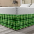 thumbnail image 1 of Checkered Bed Skirt, Old Fashioned Irish British Tile Mosaic in Vibrant Green Colors, Elastic Bedskirt Dust Ruffle Wrap Around for Bedding Decor, 4 Sizes, Emerald Lime Green White, by Ambesonne, 1 of 2
