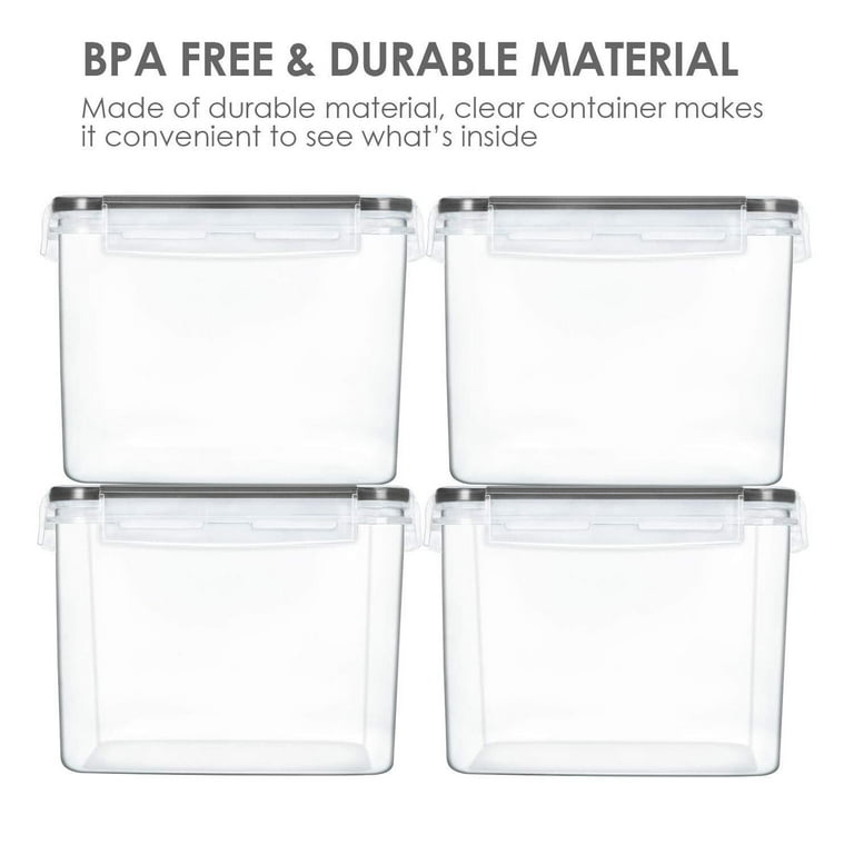 Cereal Storage Container Set of 4, Vtopmart Airtight Food Storage Containers, 135.2 fl oz, Black, Size: 16.65 x 9.61 x 4.29