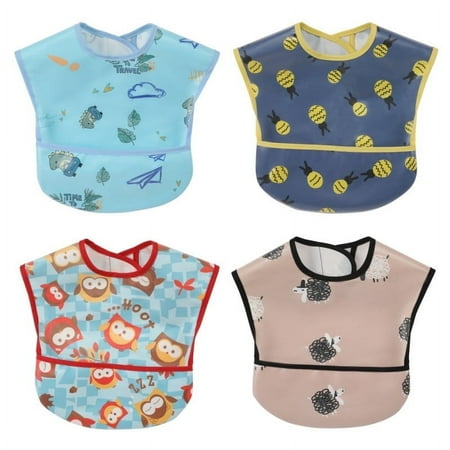 Baby bibs Waterproof Toddler bib - Feeding bib with Pocket for Infant Boy Girl Washable 6-36M