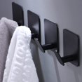 thumbnail image 1 of Ganchos adhesivos - Paquete de 4 ganchos para toallas/abrigos, ganchos de pared para pegar en el baño o la cocina (negro mate, acero inoxidable), 1 of 5