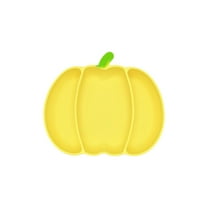 Opehuo Pumpkin Shaped Plate Silicone Suction Plate,3 Compartments Divided Plate,Halloween Silicone Pumpkin Anti Knock Large Suction Cup Integrated Grid Tray,Yellow