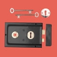 thumbnail image 2 of Renovator's Supply Steel Rim Door Lock 4" Black Steel Door Lock Hardware, 2 of 2
