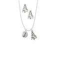 thumbnail image 2 of Delight Jewelry Silvertone Capital Letter - J - Pebble Disc - Silver tone Zig Zag Christmas Tree Charm Necklace and Stud Earrings, 2 of 4