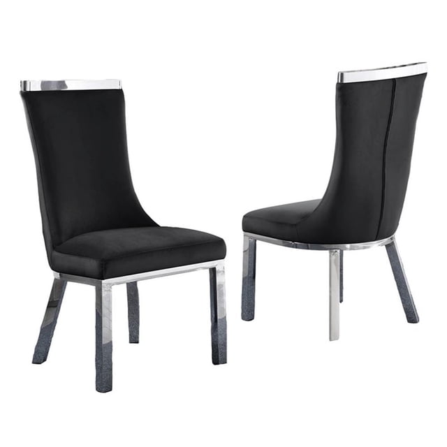 Chaises de Salle à Manger Rembourrées en Velours, Noires, en Acier Inoxydable