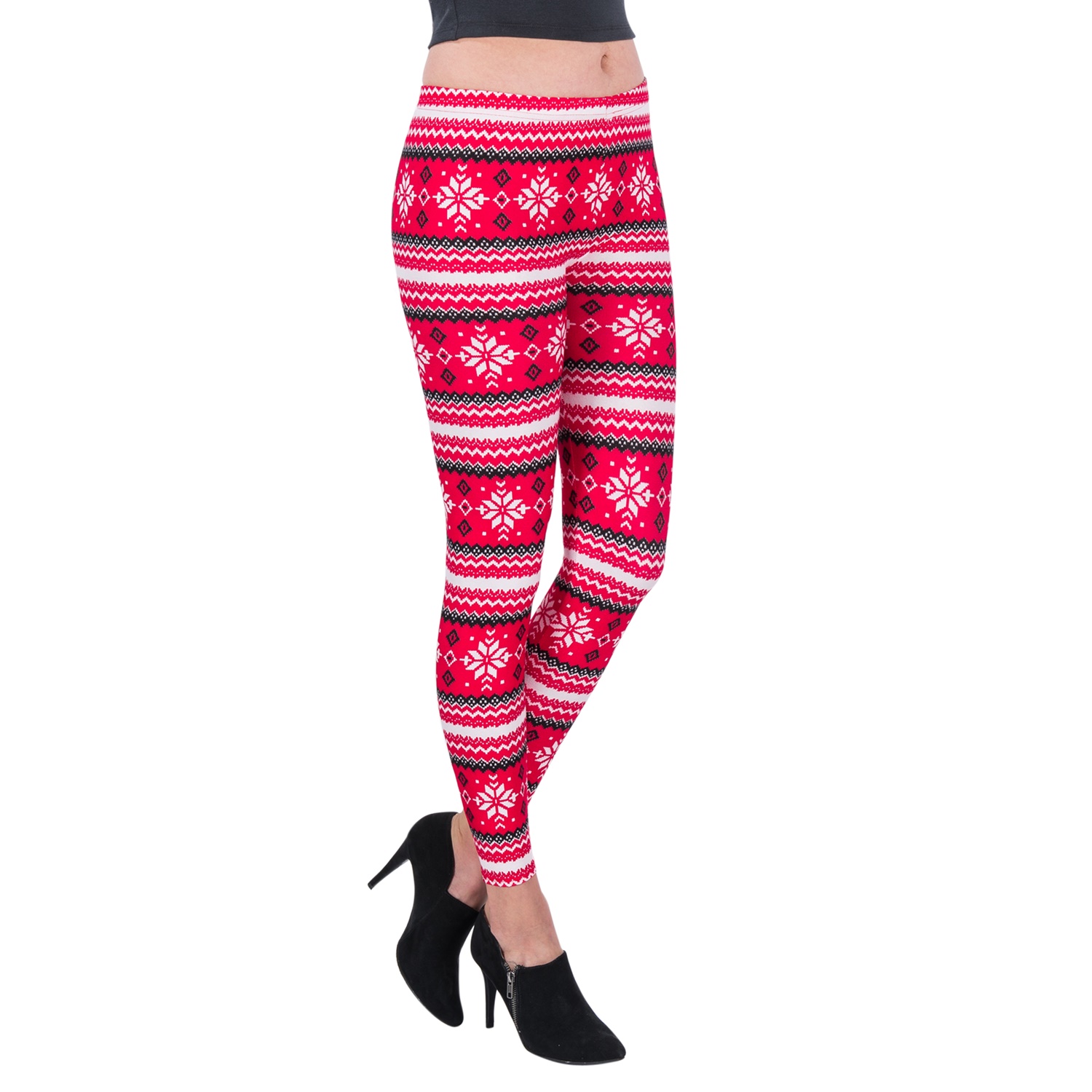 Women's Holiday Fashion Print Mid-Waist Full Length Yoga Leggings