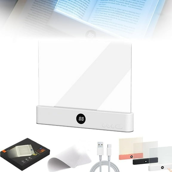 Smart LED Book Light Treasure Box, Rechargeable Flat Reading Lamp Full Page Light Portable Multi Brightness Color Student Eye Protection Night Dimmable Panel Plate 3 Colors Timer for Readers(Pink)
