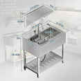 thumbnail image 3 of Jocisland 35.8"x21.7"x35.4" Stainless Steel Sink with Wall Rack, Single Bowl Utility Sink with Pull-Out Faucet, Freestanding Prep Station for Laundry, Kitchen or Utility Room, 3 of 9