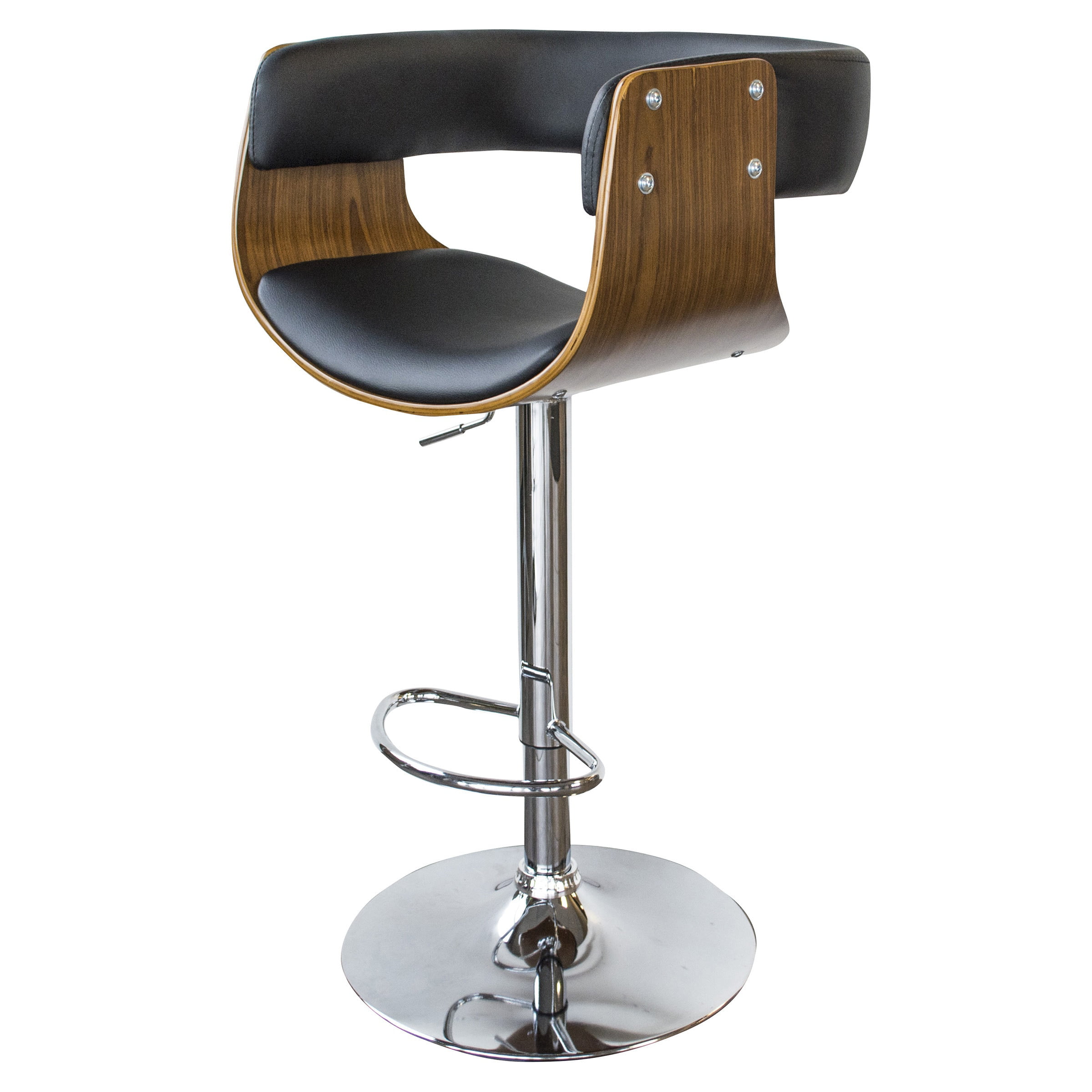 AmeriHome BSBWLB4 Bent Wood Jet Faux Leather Bar Stool 