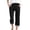 Black, variant on Costeam Womens Striped Patchwork Linen Cotton Capri Pants Casual Leisure Style Side Pockets Button Closure Elastic Waist Relaxed Loose Fit Breathable Linen Blend Fabric Cropped Casual Trousers