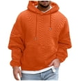 thumbnail image 3 of Jinhomg Mens Heavyweight Sweatshirts Thermal Comfy Long Sleeve Knitted Hoodies Big and Tall Casual Solid Pullover Tops with Drawstring and Pocket Orange XL, 3 of 9