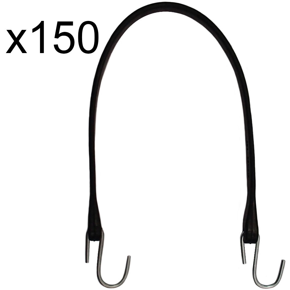 Pack of (150) Natural Rubber 21" Bungee Tiedown Tire Chain Truck