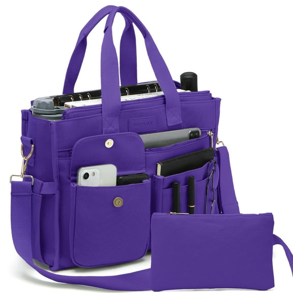 Large Canvas Tote Bag Set for Women, Work Teacher College Travel Shoulder Handbags, Crossbody Laptop Purse