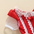 thumbnail image 4 of ZAXARRA Enfants Bébé Filles Robe de Princesse Rouge Bambins Dentelle Douce Garniture Noeud Maille Manches Courtes Robe Formelle Partie Robe de Bal pour 1-6 Ans, 4 of 7