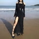 thumbnail image 3 of Vestido De Mujer Vestidos sin espalda de dama con hombros descubiertos Corte alto Traje de playa cómodo de punto sexy Kuymtek Negro L para Mujer, 3 of 5
