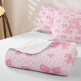 thumbnail image 4 of Manfei Kawaii Bows Twin Quilt Set For Girls,Pink Letter A Initial Lettering Twin Coverlet Set,2-Piece, 4 of 7