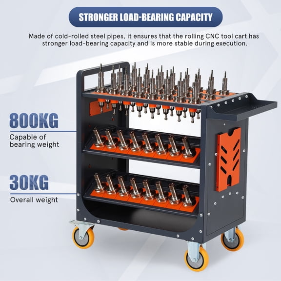 IMIKEYA Cnc Tool Storage Rack Heavy Duty Metal Cart Polyurethane Wheels for Garage