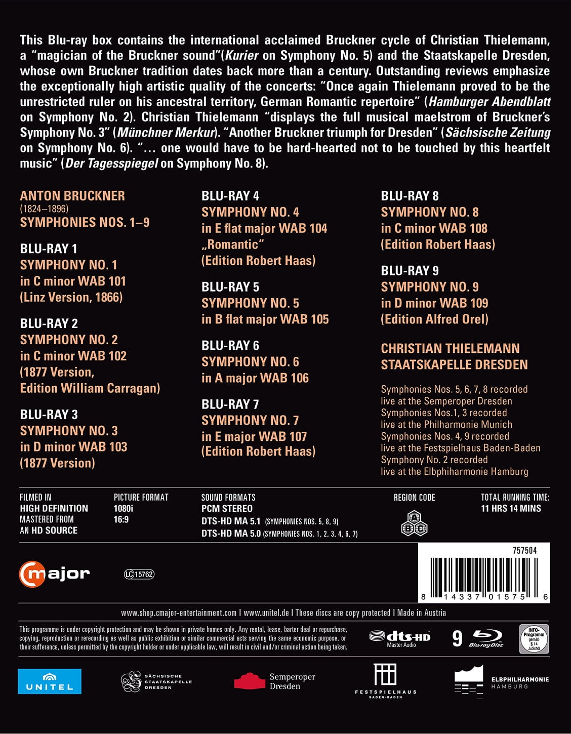 Symphonies 1-9 (Blu-ray), C Major, Music & Performance