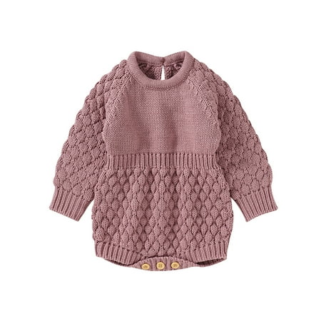 

Frontwalk Newborn Cartoon Buttons Jumpsuit Long Sleeve Loose Bodysuit Baby One Piece Travel Overall Pink 66cm