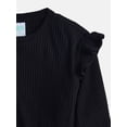 thumbnail image 2 of Wonder Nation Toddler Girls' Ribbed Top and Wide Leg Pants Set, 2-Piece, Sizes 12M-5T, 2 of 3