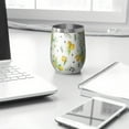thumbnail image 3 of 12oz Stemless Wine Tumblers Yellow Lemon Fruit Olives White Pattern Vacuum Insulated Stainless Steel Travel Tumbler Cups Mug with Lid and Straw for Champaign,Cocktail,Beer with Cleaning Brush, 3 of 5