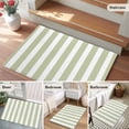 thumbnail image 6 of Sage Green Striped Large Area Rugs for Bedroom Living Room, Soft Non Slip Carpet Bedside Rug, Modern Farmhouse Sage Green White Stripes Rectangular Floor Cover Kitchen Accent Rug 2'x3' for Office, 6 of 9