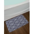 thumbnail image 2 of Moroccan Bath Mat, Squares with Portuguese Azulejo Ornaments Arrangement Floral Pattern Leaves, Plush Bathroom Decor Mat with Non Slip Backing, 29.5" X 17.5", Navy Blue Beige, by Ambesonne, 2 of 2