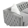 thumbnail image 6 of Gewnee Gray 2-Seater Velvet Accent Chair - Solid Eucalyptus Frame, Acrylic Crystal Legs, Removable Cushions & Pillows for Living Room/Bedroom, 6 of 10