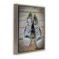 thumbnail image 4 of Stupell Industries Denim Blue Classic Sneakers Fashion Painting Brown Floater Framed Canvas Art Print Wall Art, 18 x 18, 4 of 10