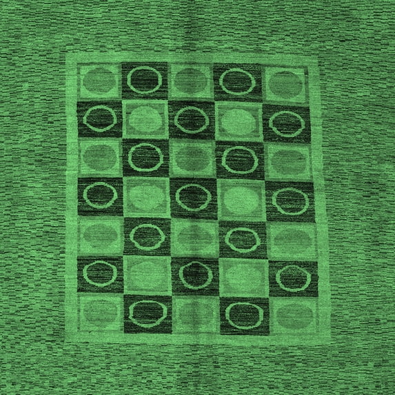 Ahgly Company Machine Washable Indoor Square Abstract Emerald Green Modern Area Rugs, 8' Square