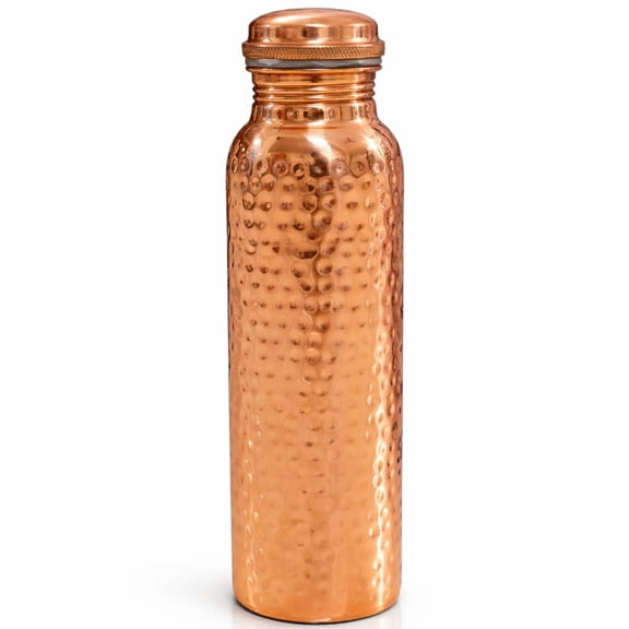 KAPSTORE Leakproof 900ml Brown Hammered Pure Copper Water Bottle with Leakproof Lid