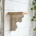 thumbnail image 5 of Hassch Wall Mounted Floating Shelf with Corbel Design, 13.8"W x 9.1"D x 11.4"H Decorative Display Rack for Entrance, Bedroom, Living Room, Kitchen, Office (Distressed Brown and Antique White), 5 of 10