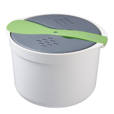 2L Forest Green Microwaveable Rice Cooker with Double-Layer Design - Multifunctional Office/Home Food Steamer, Soup Warmer & Lunch Box, Efficient Energy Use, Durable Quality Material, Easy to