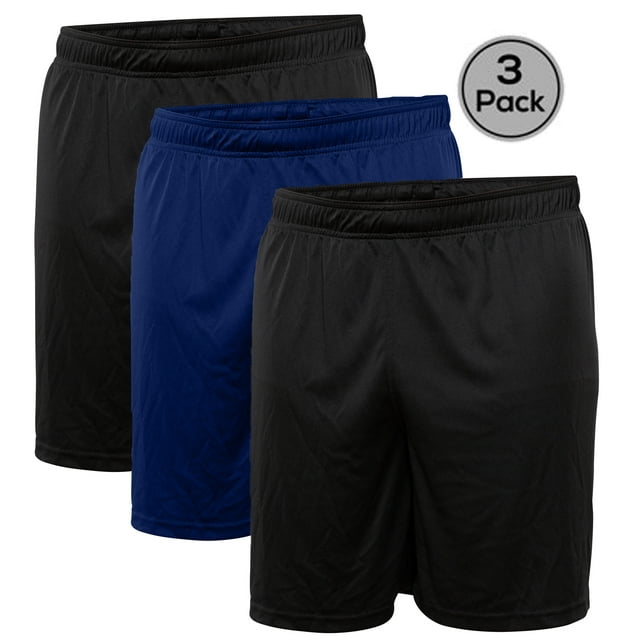 Blank Activewear Lot de 3 Shorts pour Jeunes, Tissu de Performance à Séchage Rapide, 100 % polyester