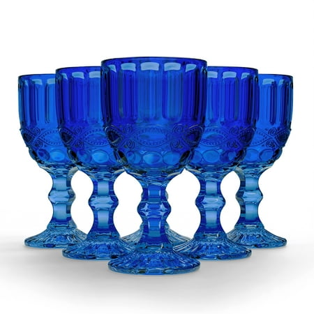 

Elle Decor Set of 6 Wine Glasses Blue Colored Glassware Set Colored Wine Glasses Vintage Glassware Sets Water Goblets for Party Wedding & Daily Use | Wine Glass - Set of 6 (8.4 oz)