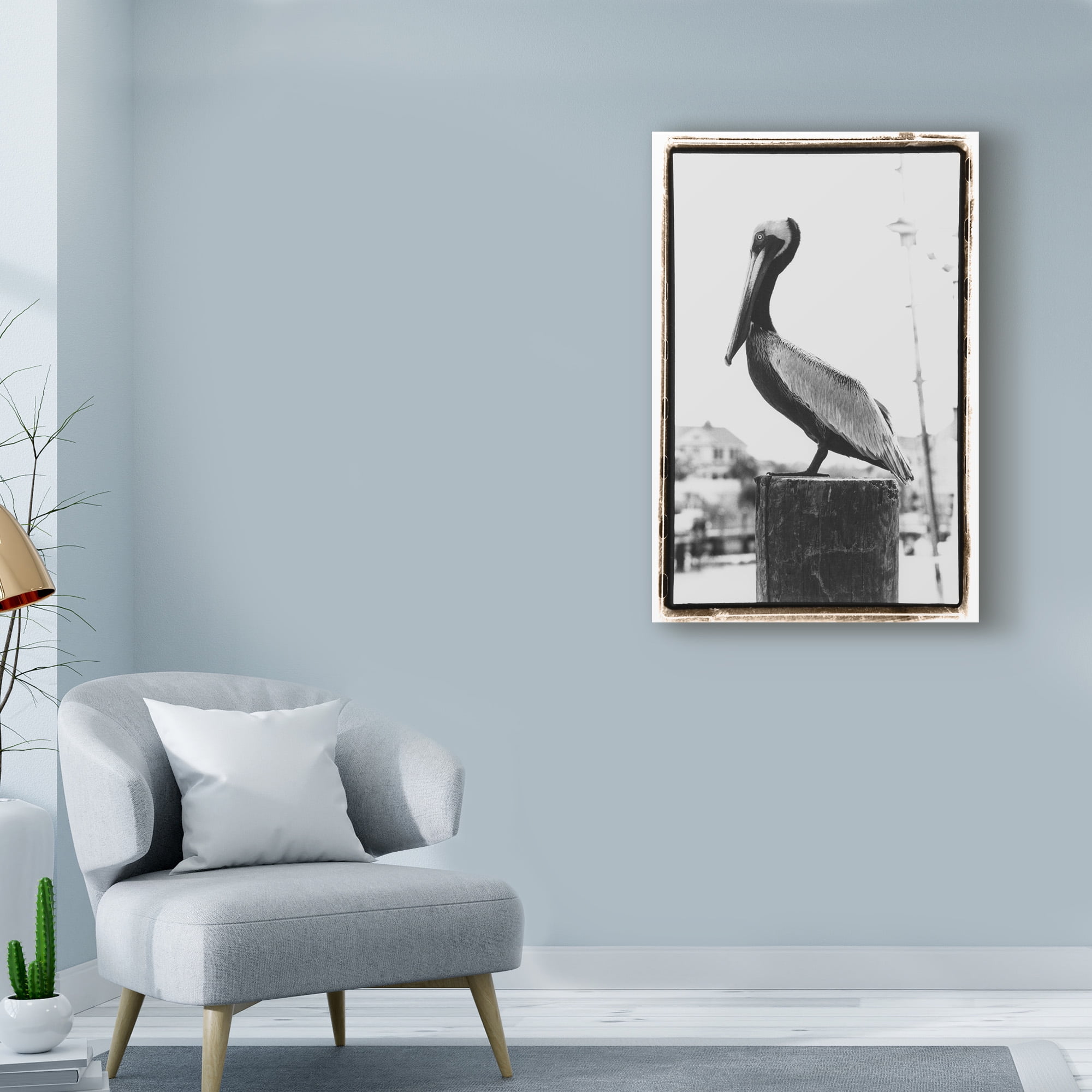 Trademark Fine Art 'Pelican Perched' Canvas Art by Laura DeNardo