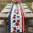 thumbnail image 4 of Independence Day Table Runner 72 Inches, American Flag Vintage Red Blue Flowers Bed Runner Dresser Scarves Tabletop for Indoor Outdoor Parties/Ceremony/Banquet, 18" x 72", 4 of 9