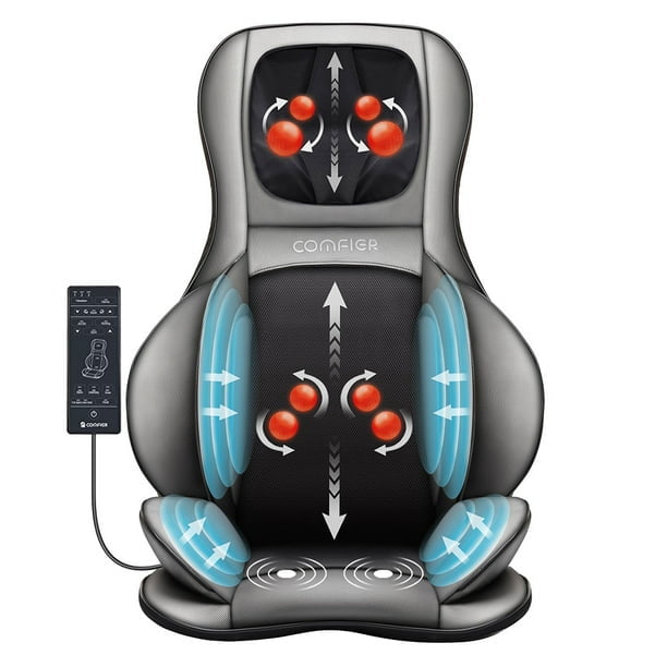 Comfier Shiatsu Neck Back Massager with Heat 2D 3D Deep Tissue Kneading Massage Chair Pad Seat Cushion Massagers APP Control Dark Grey Walmart