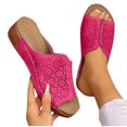 thumbnail image 4 of HAOTAGS Wedge Sandals for Women Hollow Summer Slip On Shoes Pink Size 6, 4 of 8