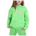 thumbnail image 1 of GDREDA Girls Outfit Set Children's Hoodie Set With Bow Print Green,4-5Years, 1 of 4